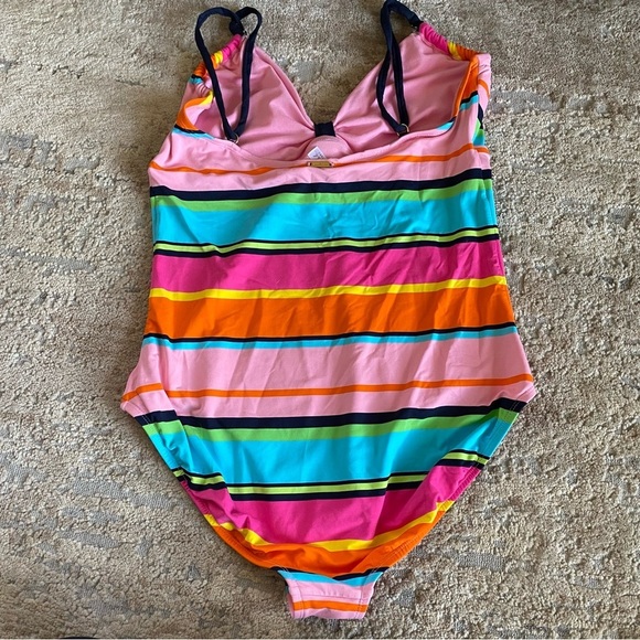 Anne Cole Signature Swimsuit One Piece Striped Wireless Multicolor Colorful: 12 - Picture 5 of 6